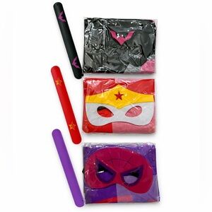 Kids Superhero Costume Bundle | 3 Mask & Cape Sets w/ Slap Bracelets